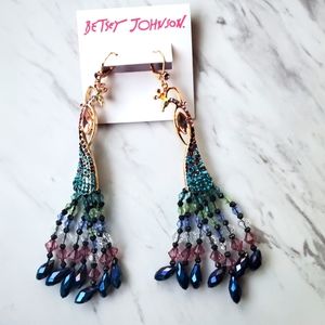 Betsey Johnson Peacock Chandelier Earrings